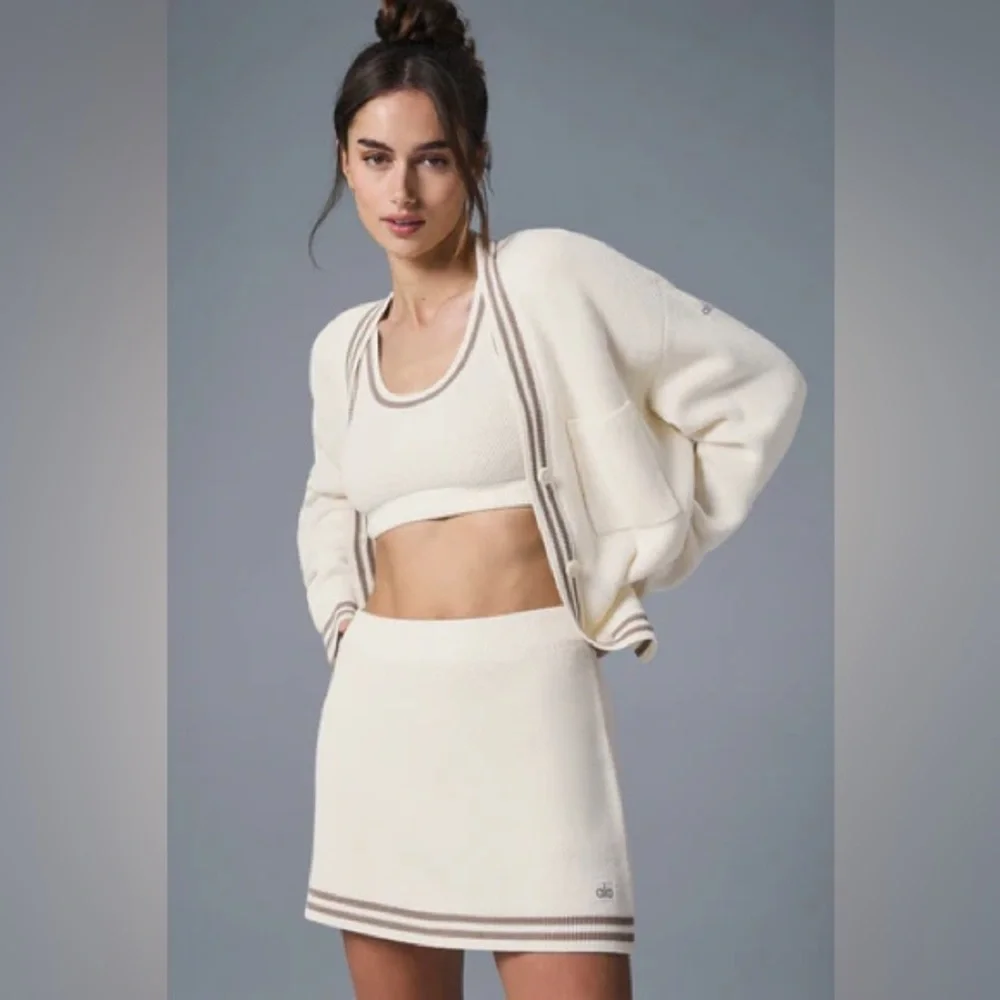 Tennis club sweater knit skirt and top set